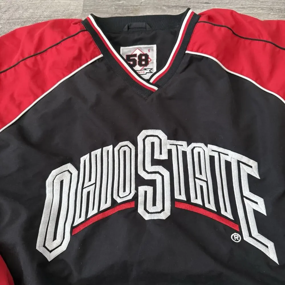 Ohio State Buckeyes 58 Sports Mens XL Pullover Windbreaker Jacket Jersey-Lined